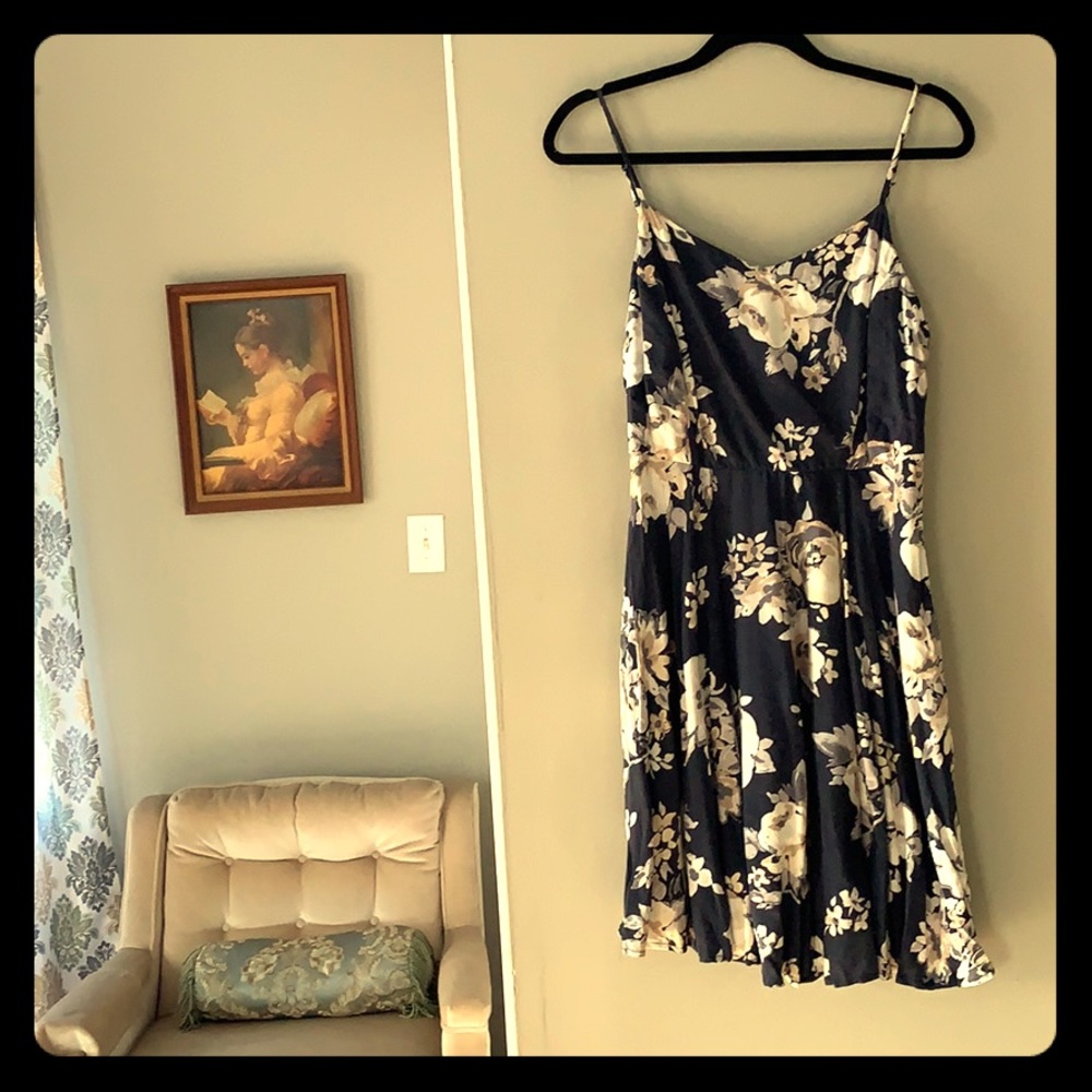 Navy Blue Floral Mini Fit and Flare Old Navy Dress